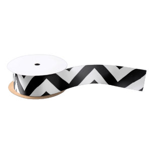 Zickzack Ribbon mit schwarzem und weißem Medium Satinband