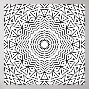 Zickzack-Ring-Mandala mit Dreiecksmuster-Detail Poster