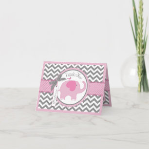Zickzack Rosa Elephant Bird Print Danke Karte