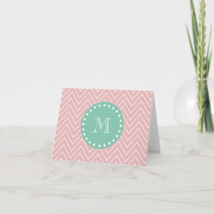 Zickzack rosa Muster   Minze grüne Monogramm