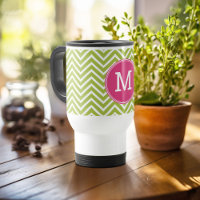 Zickzack rosa und grünes Muster mit Monogramm