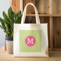 Zickzack rosa und grünes Muster mit Monogramm