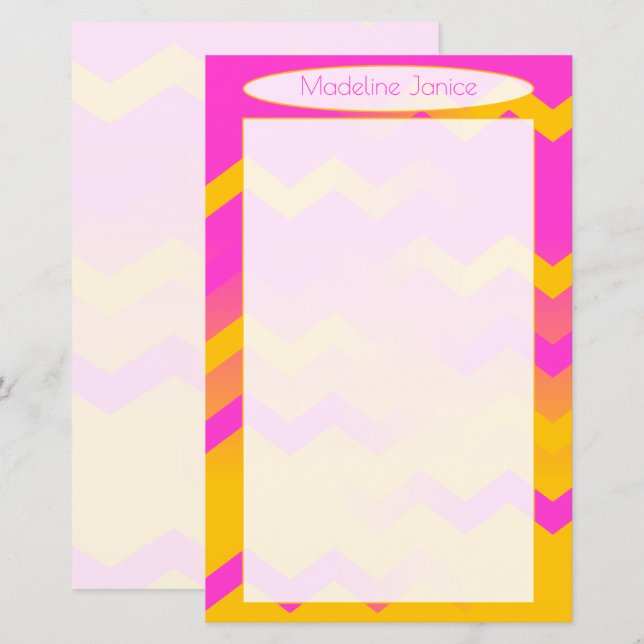 Zickzack Rosa- und Orangengeschirr für Handschrift (Vorne/Hinten)