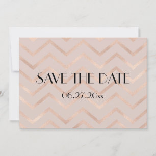 Zickzack Rose Gold Hochzeit Speichern Sie die Datu Save The Date