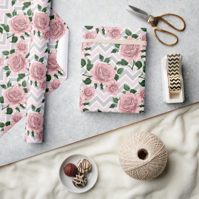 Zickzack Rosen Geschenkpapier (Kunsthandwerk)