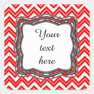 Zickzack Rot-Label Quadratischer Aufkleber