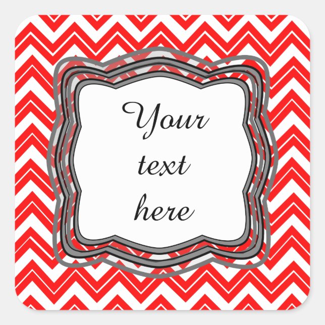 Zickzack Rot-Label Quadratischer Aufkleber (Vorderseite)