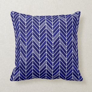 Zickzack schmal Marineblau Kissen