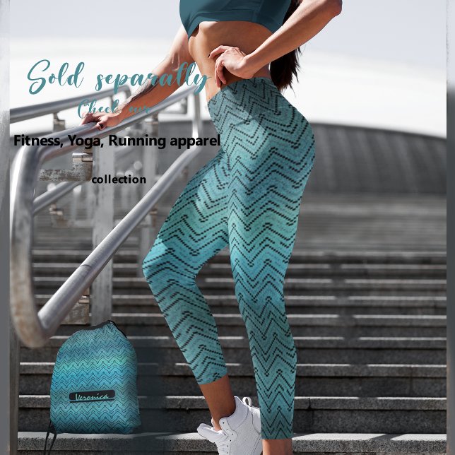 Zickzack Schwarz-Muster mit glänzend blauem Farbmu Leggings (Von Creator hochgeladen)