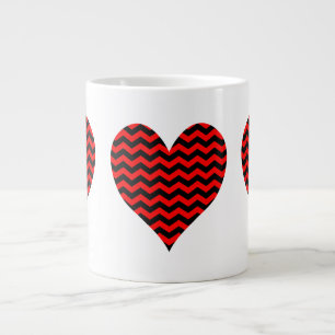 Zickzack Schwarz-Rot-Herz Jumbo-Tasse