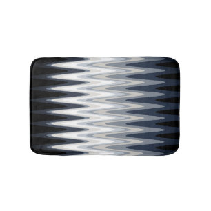 Zickzack Schwarz Weiß Grau Navy Blau Beige Muster Badematte