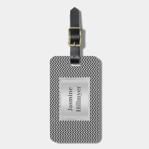 ZICKZACK SCHWARZ-WEISSER KUSTOM LUGGAGE TAG GEPÄCKANHÄNGER