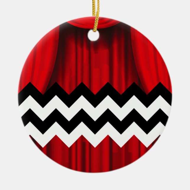 Zickzack schwarze Lodge Keramikornament (Vorne)