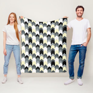 Zickzack, schwarzes, graues, gelbes Kissen Fleecedecke