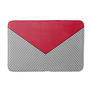 Zickzack Schwarzweiß-Design und rotes Dreieck Badematte