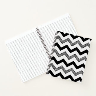 Zickzack SpiralNotebook mit weißem Glitzer (8,5" x Notizbuch
