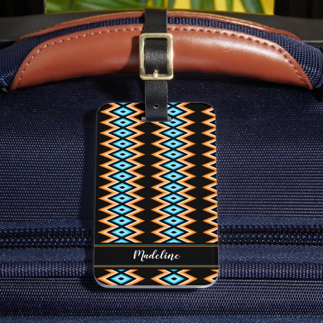 Zickzack strahlender Sommer und Individuelle Name Gepäckanhänger (Vorderseite Insitu 2)