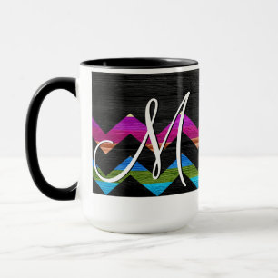 Zickzack Streifen auf Holz #11 Tasse