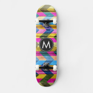 Zickzack Streifen aus gestrichenem Holz #6 Skateboard