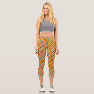 Zickzack-Streifen Capri-Leggings Capri Leggings
