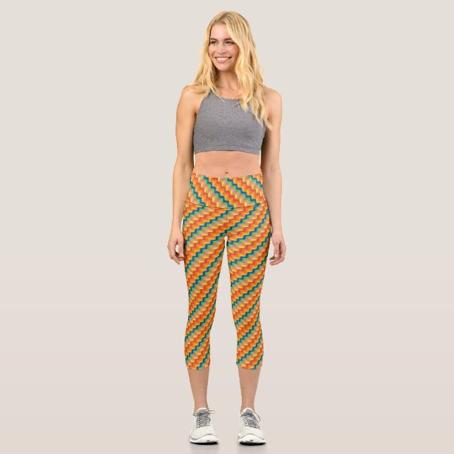 Zickzack-Streifen Capri-Leggings Capri Leggings (Vorderseite)