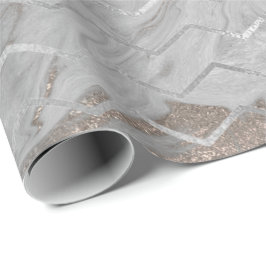 Zickzack Streifen Elfenbeinmetalle, grauer Marmor  Geschenkpapier