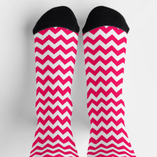 Zickzack Streifen in Rosa und Weiß Socken