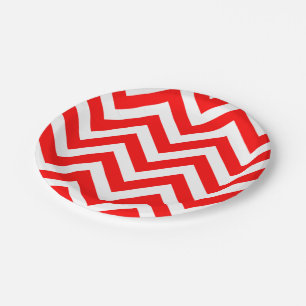 Zickzack Streifen in Rot und Weiß Pappteller
