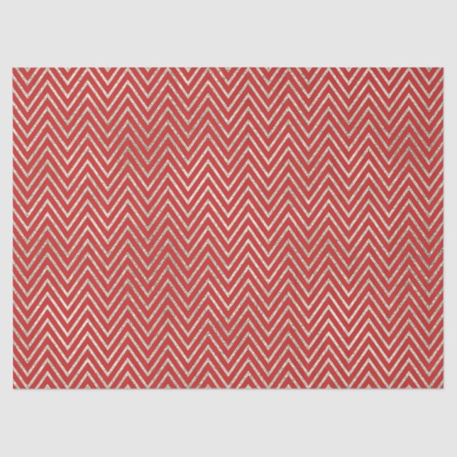 Zickzack Streifen in Silber und Rot Seidenpapier (Vorderseite)