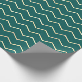 Zickzack Streifen Lines Gold Metallisches Aquamari Geschenkpapier