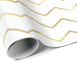 Zickzack Streifen Lines Gold Metallisches Weiß Ele Geschenkpapier