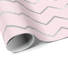 Zickzack Streifen Linien Silver Metallic Pink Eleg Geschenkpapier