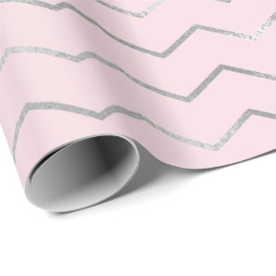 Zickzack Streifen Linien Silver Metallic Pink Eleg Geschenkpapier