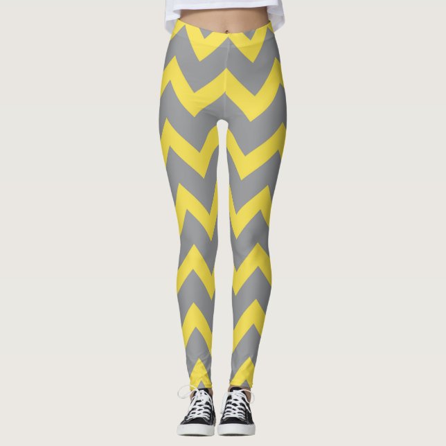 Zickzack Streifen mit grauem Muster Leggings (Vorderseite)