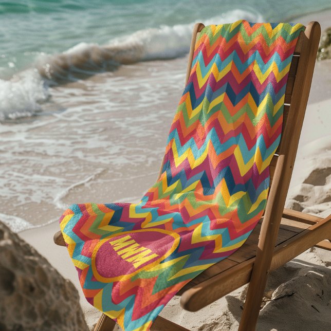 Zickzack Streifen Monogram Beach Handtuch (Chevron Stripes Beach Towel
)