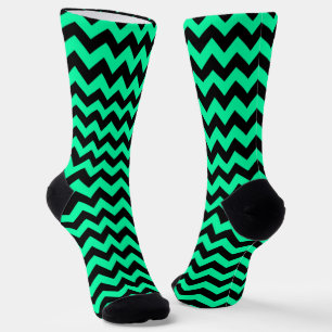 Zickzack Streifen-Socken mit grünen und schwarzen  Socken