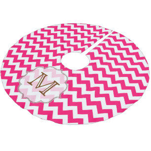 Zickzack Strip Monogram, Initial Tree Skirt Polyester Weihnachtsbaumdecke