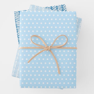 Zickzack Stripes Blue Punkte Geschenkpapier Set