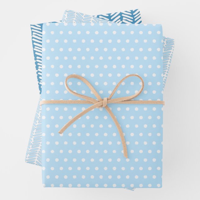 Zickzack Stripes Blue Punkte Geschenkpapier Set (Beispiel)