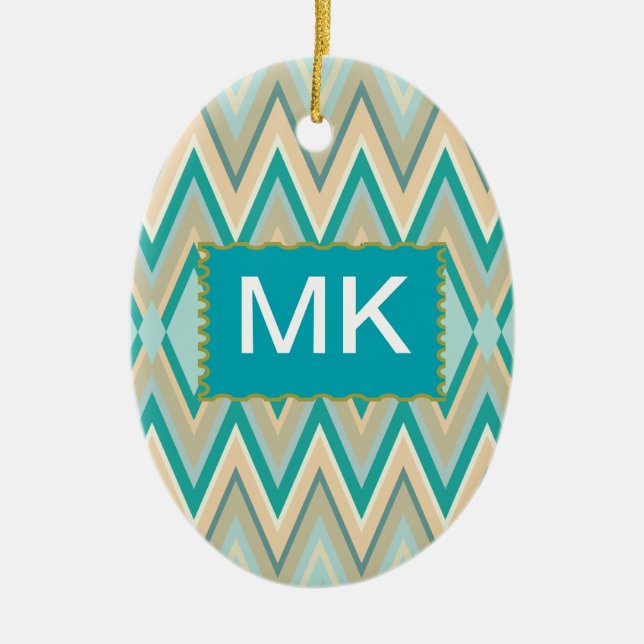 Zickzack-Telefone diagonal Keramik Ornament (Vorne)