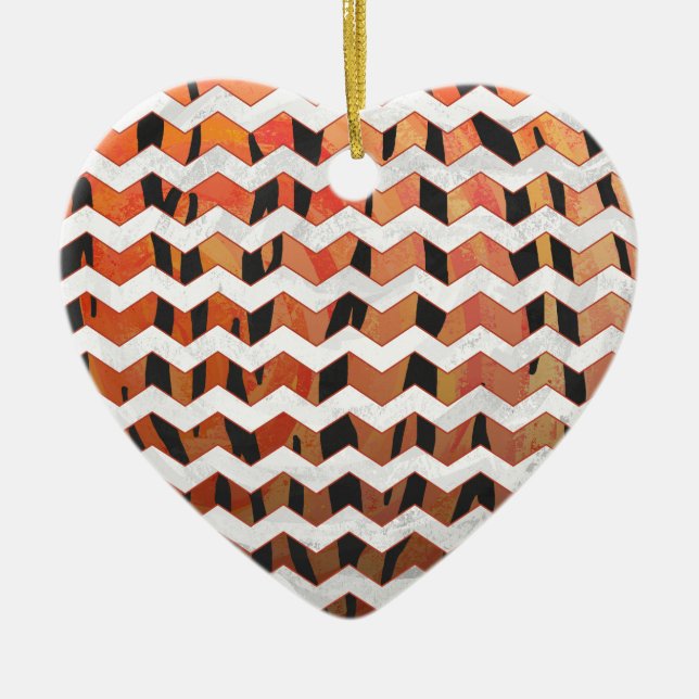 Zickzack Tiger Hot orange und Black Print Keramikornament (Vorne)
