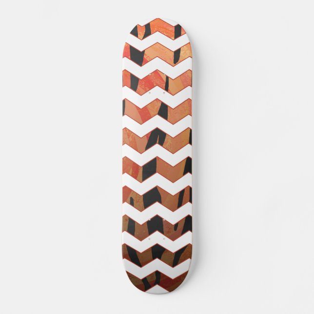 Zickzack Tiger Hot orange und Black Print Skateboard (Vorderseite)