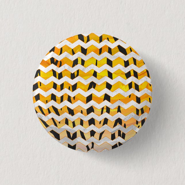 Zickzack Tiger Schwarz/Orange-Print Button (Vorderseite)