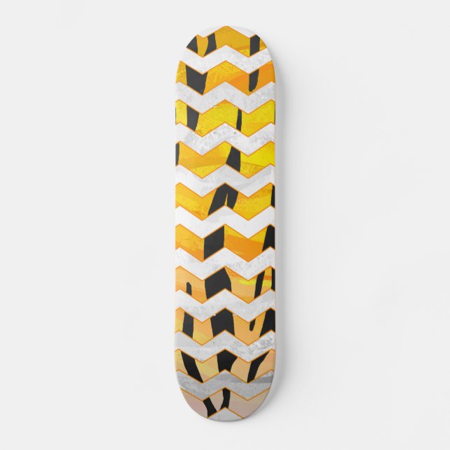 Zickzack Tiger Schwarz/Orange-Print Skateboard (Vorderseite)