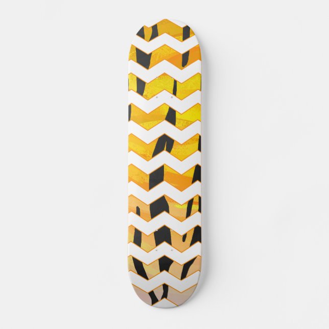 Zickzack Tiger Schwarz/Orange-Print Skateboard (Vorderseite)