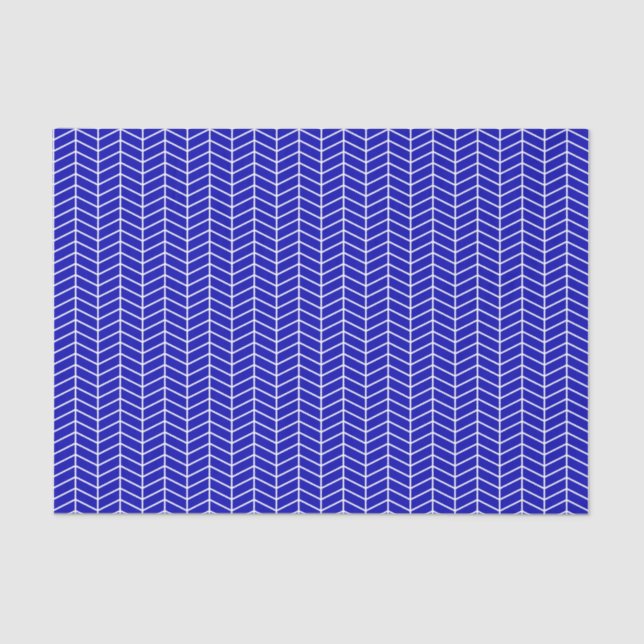 Zickzack Tissue Paper - White on Royal Blue Seidenpapier (Vorderseite)