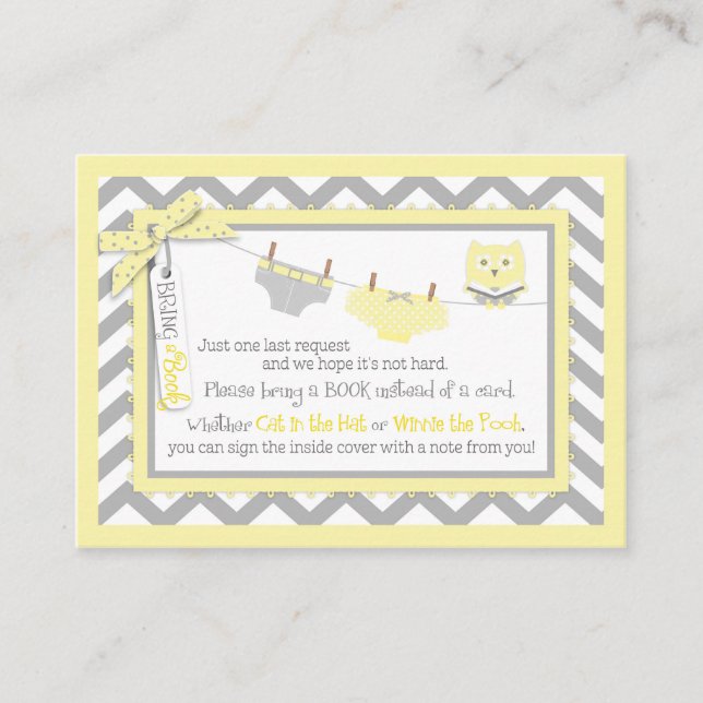 Zickzack Tutu Krawatte Diape Owl bringen eine Buch Begleitkarte (Vorderseite)