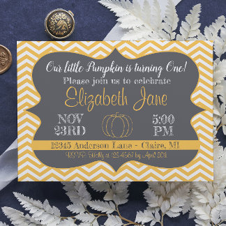 Zickzack unsere kleine Pumpkin Geburtstag Einladun Einladung