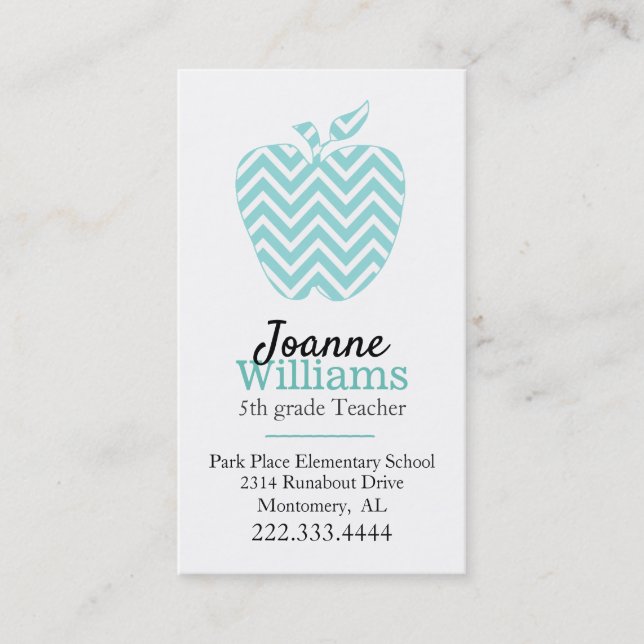 Zickzack Visitenkarte für Apple-Lehrer Terminkarte (Vorderseite)