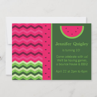 Zickzack Watermelon Geburtstagsparty Einladung